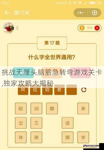 挑战无厘头脑筋急转弯游戏关卡,独家攻略大揭秘