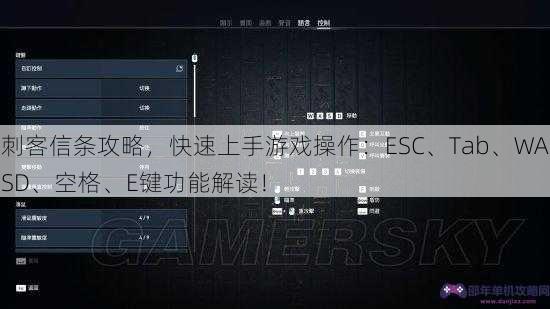 刺客信条攻略，快速上手游戏操作：ESC、Tab、WASD、空格、E键功能解读！