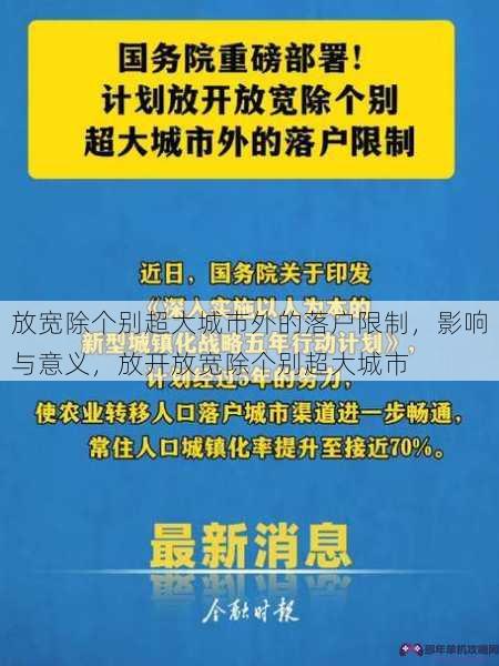 放宽除个别超大城市外的落户限制，影响与意义，放开放宽除个别超大城市