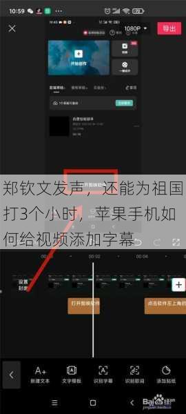 郑钦文发声，还能为祖国打3个小时，苹果手机如何给视频添加字幕